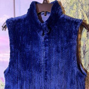 VINTAGE Modele Chombert~Deep Royal Blue Real Fur & Leather~Size Medium